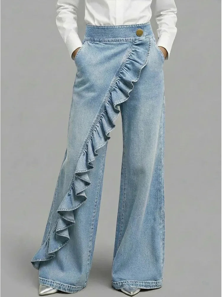 Yvonne | Women's Asymmetrical High Waist Wide Leg Jeans