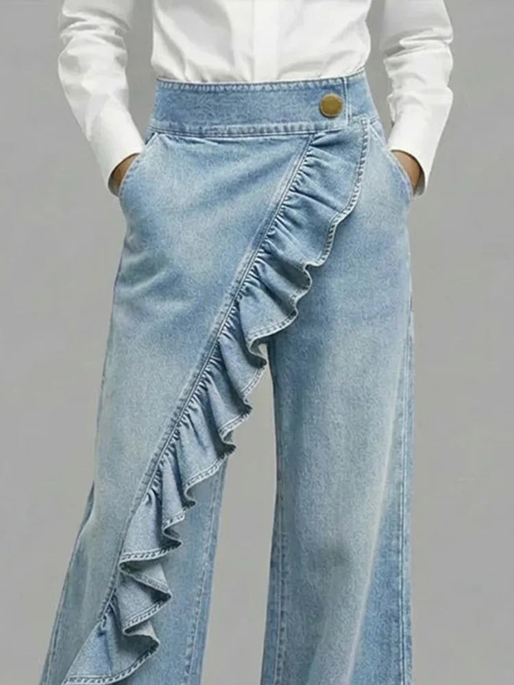 Yvonne | Women's Asymmetrical High Waist Wide Leg Jeans