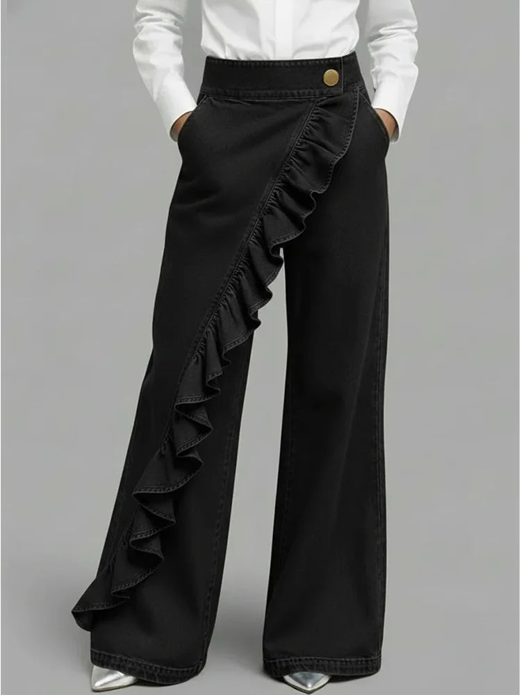 Yvonne | Women's Asymmetrical High Waist Wide Leg Jeans