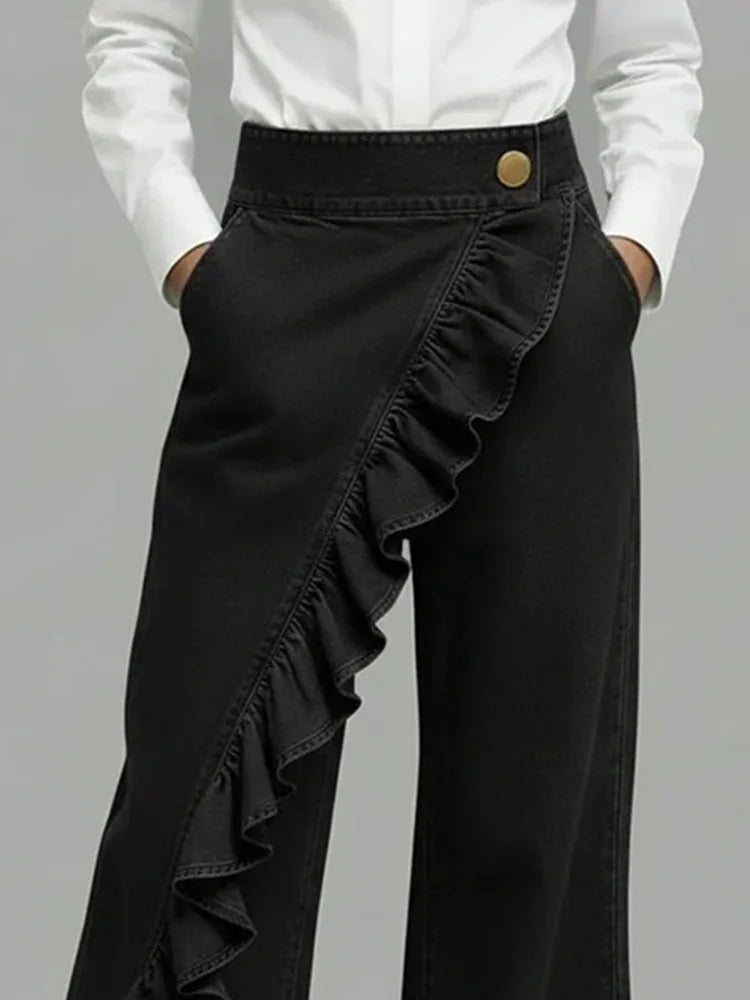 Yvonne | Women's Asymmetrical High Waist Wide Leg Jeans